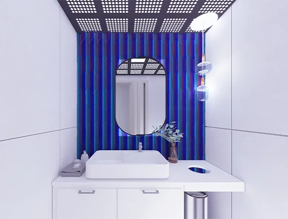 Işın Diş Kliniği – Lavabo ve lacivert kaplama